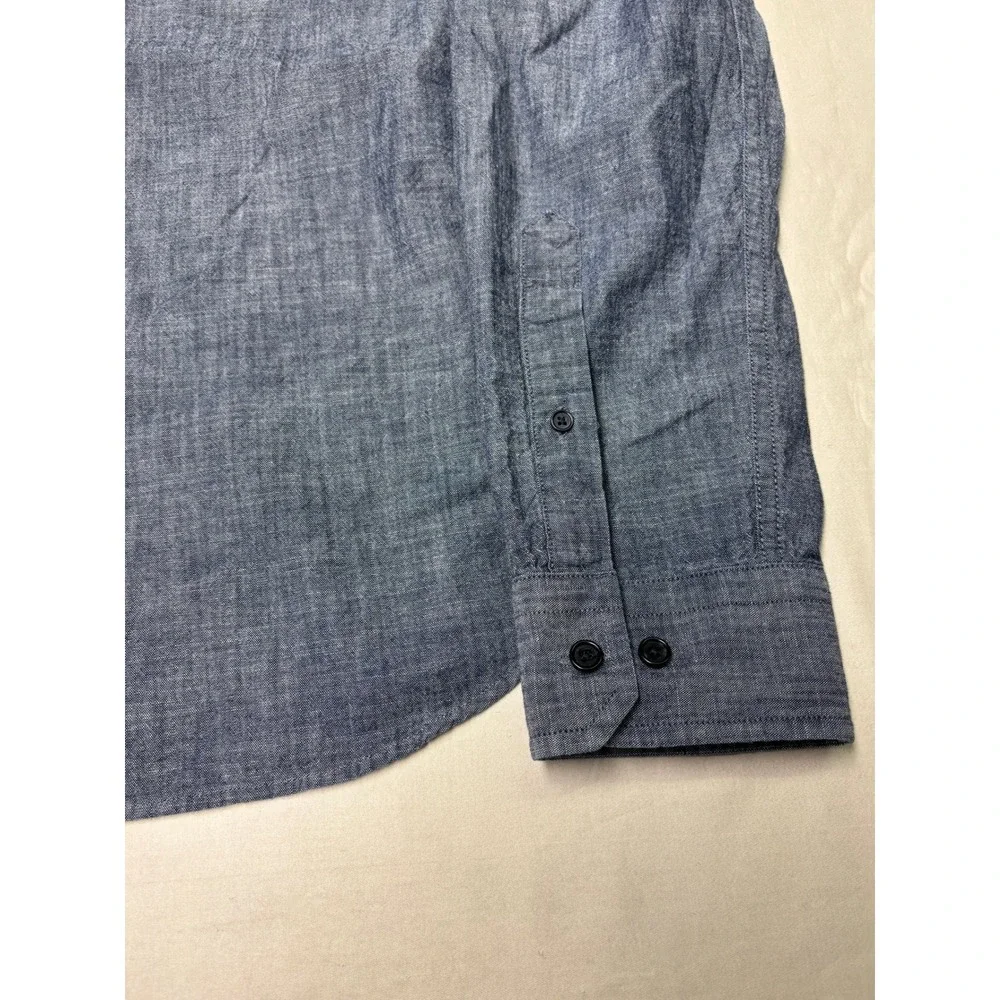 Banana Republic Mens Blue Chambray Untucked Slim Fit Cotton Shirt Large L